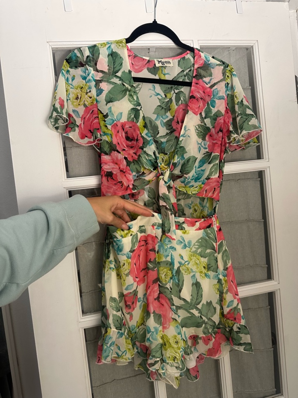 Show Me Your Mumu Riviera Romper Floral Tie Front Mini Dress Medium